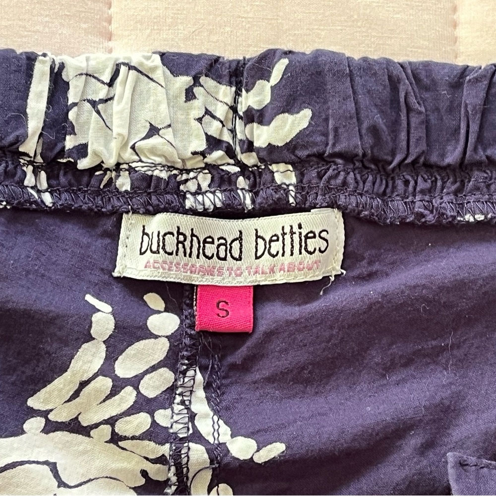 BUCKHEAD BETTIES Blue & White CRAB Print Ruffle Bottom Lounge Sleep Pants Small - Picture 2 of 8